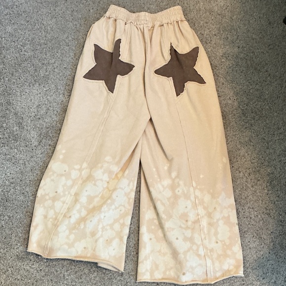 Oli & Hali Star Wide Leg Pants ~ Cream & Brown - Picture 9 of 9